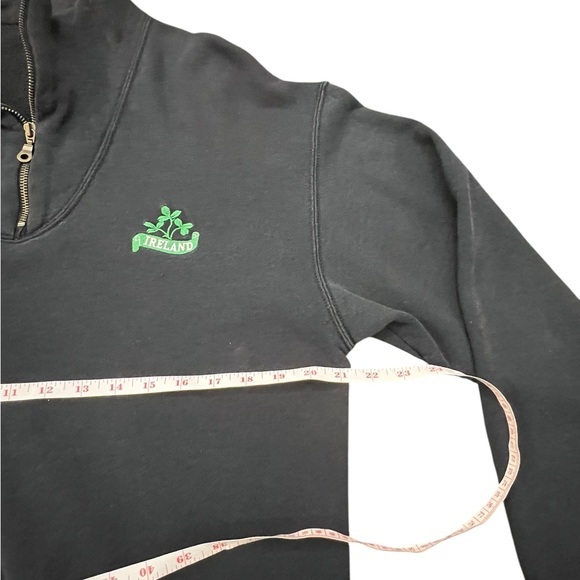 Vintage Pullover Sweatshirt 1/4 Zip IRELAND Black Fruit Of The Look Size Large - Picture 7 of 13